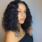 Middles Part with Baby Hair Wet And Wavy Curly Bob Lace Frontal Wig